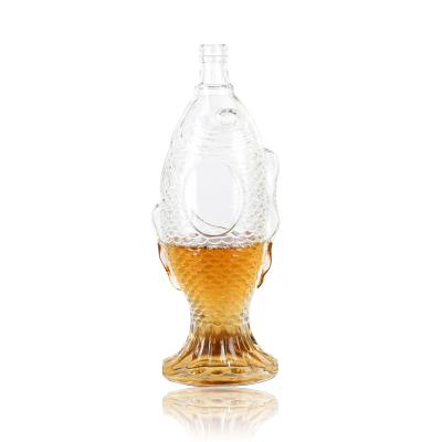 China New Design Eco-friendly Glass Bottle Fish Shape Glass Bottles Custom Liquor For Vodka Gin Whiskey Tequila for sale