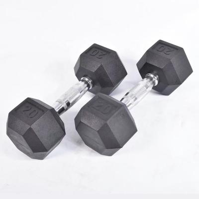 China Universal Cast Iron Fitness Equipment Rubber Dumbell / Hex Rubber Dumbbell for sale