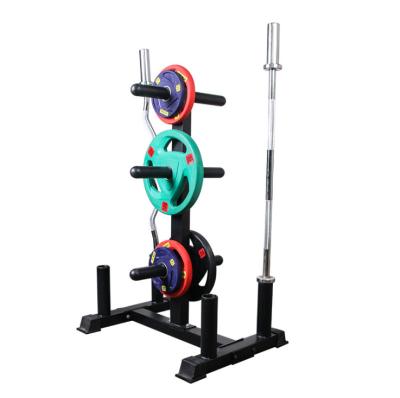 China Modern Gym Equipment Weight Lifting Plate Rack Weight Plate Rack Shaft and Barbell Bar Rack for sale