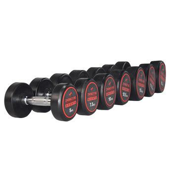 China Universal Cast Iron Fitness Equipment Round Head Rubber Dumbell / Rubber Hex Dumbbell for sale