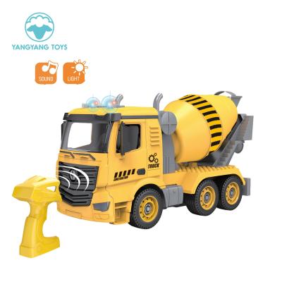 China RC Hobby 1:14 DIY Cement Mixer Tinker Truck 50 Pcs Construction Children Plastic Screw 2.4G Children Assembling Engineering RC Toy for sale