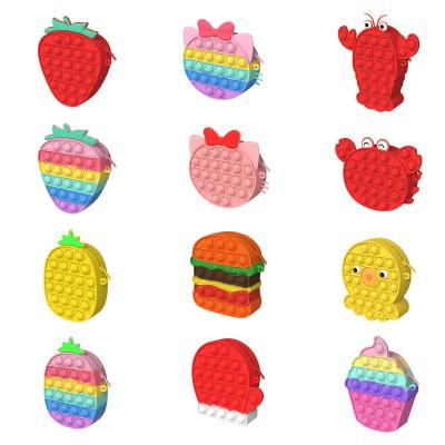 China Ble For All Kinds Of New Design People Bubble Fruit Handbag Silicone Stress Reliever Doll Simple Toy Fidget Toys For Christmas Gift for sale