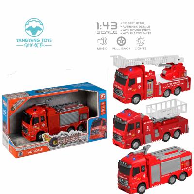 China 1:43 Diecast Toy Die Cast Alloy Car Vehicle Fire Fighting Truck Model Toy Metal Pullout Four Wheels Die Cast Car Toys Vehicles for sale