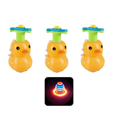 China Duck Luminous Music Adult Rotating Electric Balance Cartoon Snap Top Gyroscope Plastic Children For Kids for sale