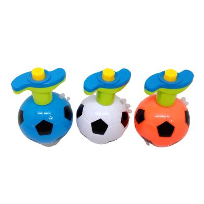 China Hot Sale Plastic Football Spinning Top With Infrared Ray And Music Flash Educational Gyro Burst Toys For Kid To Gift for sale