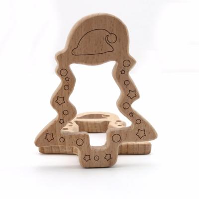 China Toy Natura Organic Baby Chewable Soft Wooden Christmas Trees Teether Toy for sale