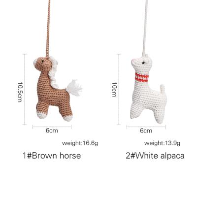 China Built-in High Quality Handmade Animal Baby Animal Crochet Rattle BIBI Plush Pendant Toy for sale