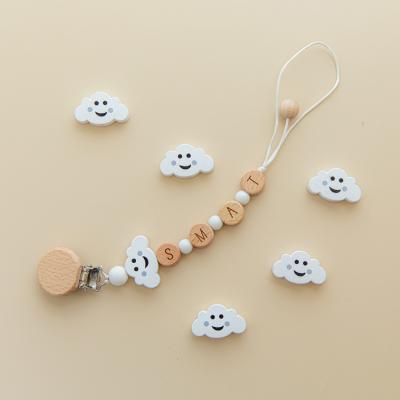 China BPA Free Custom Baby Pacifier Feeding Chain Wooden Soothing Anti-Drop Pacifier Chain for sale