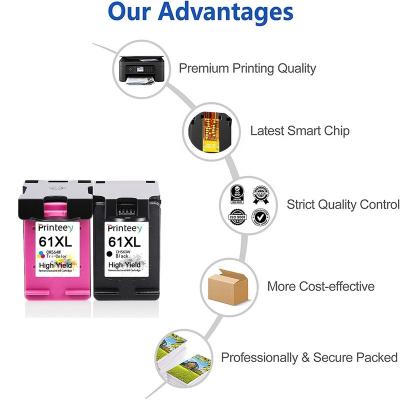 China Printeey 61 Remanufactured Ink Cartridge cartucho de impresora Dye Re-manufactured Ink 61XL For HP Ink Cartridges for sale