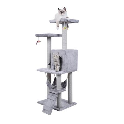 China Viable Wholesale Custom Made Amazon Cat Tree Multilevel Climbing Frame Tower With Scratch Post Cat Toy for sale