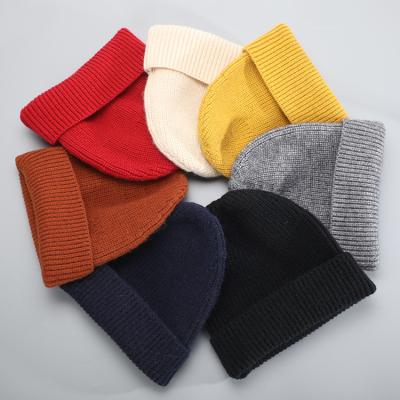 China JOINT Hoods Girl Cap pure color wool knitted hats fashion sheep warm woolen plain weave hood personal for sale