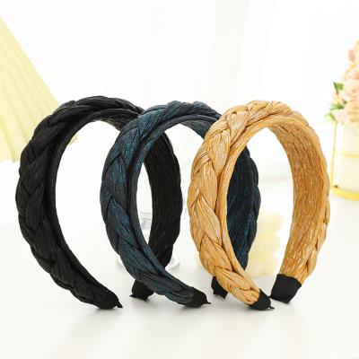 China European and American style fashionable wide twist braids headband hair accessories korean women girls Shinny fabric head bands for sale