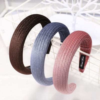 China New Corduroy Headband Cloth+Sponge Sponge Headband Women High End Solid Color Fabric Headbands Korean Hair Accessories Wholesale for sale