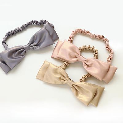 China Wholesale Girls Cute Big Shinny Skinny Elastic Hair Bands New Korean Japan Hair Accessories Satin Hair Bows Accessories for sale