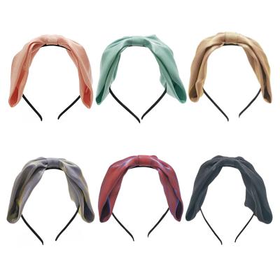 China 2022 Women's Oversized Girls Simple Bow Fashion Satin Hair Accessories Shinny Iridescent Satin Halo Headband for sale