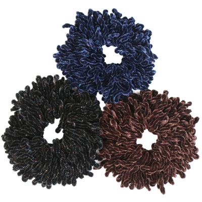 China Fashion Dazzling Glitter Wool Elastic Hair Scrunchies Soft Spiraled Hair Ties For Women Girls Hair Accessories for sale