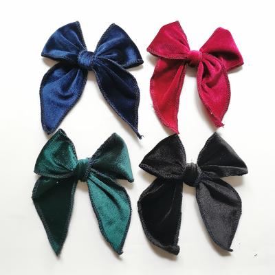 China Popular sweet fable bow clip for kids girl fashion hair accessories cute velvet hair bow clip barrette for sale