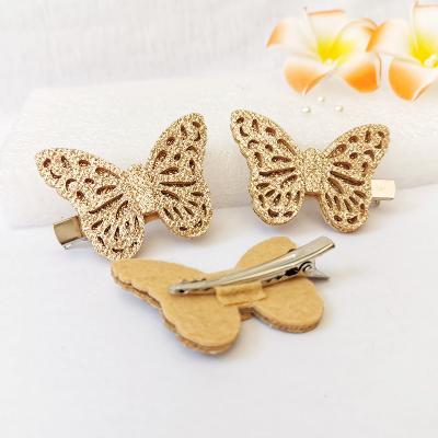 China Wholesale Popular Lovely Girls Hairpin Cute Glitter Butterfly Hollow Hair Clip For Kids Hair Accessories for sale