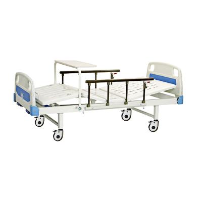 China Factory direct sale 2 cranks manual metal adjustable hospital bed with table for sale