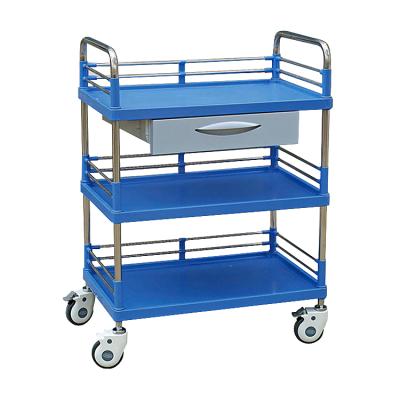 China Traditional Hot Selling Hospital Use 3 Tiers Plastic ABS Medical Treatment Trolley With Wheels for sale