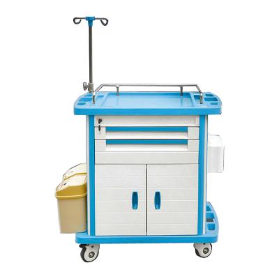 China Hebei Traditional HOT Selling ABS Plastic Medical Equipment Hospital Emergency Medicine Trolley With Drawer for sale