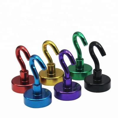 China Industrial Magnet D25mm Fridge Magnets With Pot Colorful Magnet Decorative Hooks Ndfeb Magnetic Hook for sale