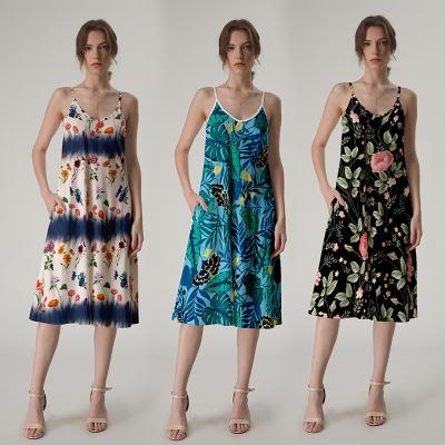 China New Fashion Flower Anti-wrinkle Traditional And Modern Printing Ladies Loose Dresses for sale