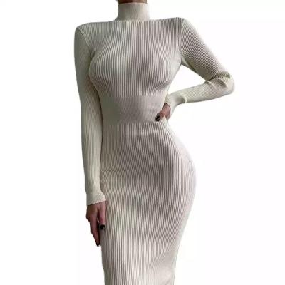 China Anti-Static GM One Size Half Turtleneck Lantern Sleeve Sweater Dress Women's Autumn and Winter New Fashion Temperament Mid-Length Knit Dress for sale