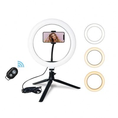 China 360 Degree Roating Mobile Phone Holder Stand 10 Inch Cell Phone Led Fill Ring Light With Tripod Stand Lamp Camera Selfie Ringlight Holder for sale