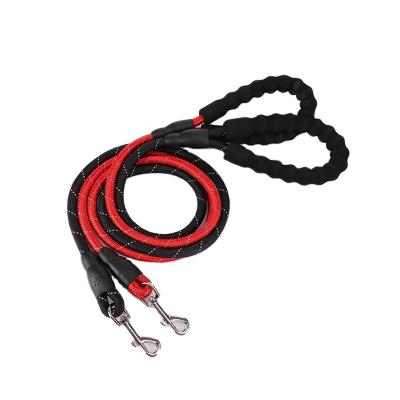 China Highly Reflective Survivable Yarn Strong Durable Polyester Dog Leash With Comfortable Padded Handle For Medium Large Dogs for sale