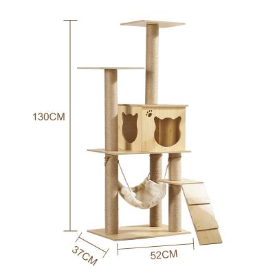 China Modern Sisal Large Scratch Scratch Castle Pet Scratcher Housing Furniture Modern Climbing Wooden Tower Cat Tree Large for sale