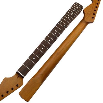 China GUITAR Custom 22 Frets 9.5 Inch Radius Stain 25.5 ST Style roasted maple electric guitar neck with 42mm bone nut for sale