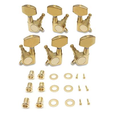 China Die-cast Tuning Gold 3R3L Closed Guitar String Pegs Locking Tuners Guitar Machine Head For Electric Acoustic Guitar Parts for sale