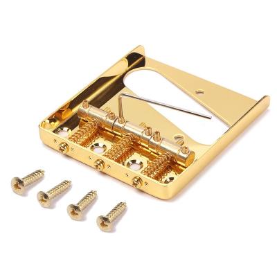 China 3 vintage saddle Guitar bridge hardware ash tray style guitar bridge 3 Vintage brass saddle gold TL guitar bridge for sale