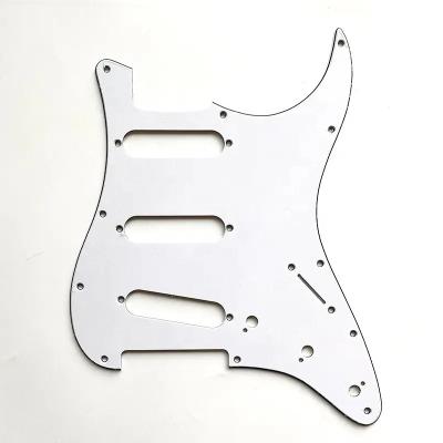 China 11 Holes ST Pickguard 3ply White 11 Hole SSS electric Guitar Guard Guitar Sractah Plate ST Guitar Pickguard for sale for sale