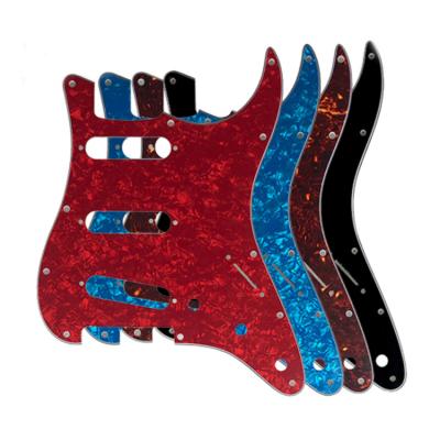 China 11 Holes Pickguard Custom 4ply Red Pearl 11 Hole SSS ST Pick guard St Guitar Scratch Plate for ST Electric guitar Parts for sale