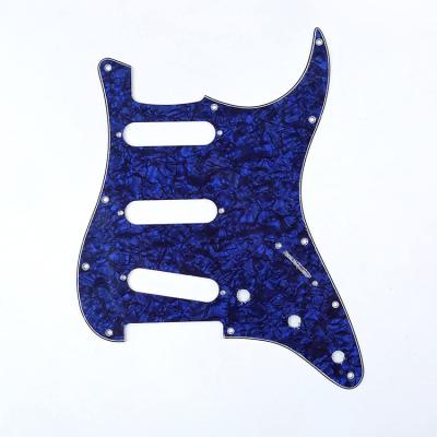 China 11 Holes Pickguard 4ply Blue Pearl 11 Hole SSS 3 single coil pickguard Guitar Scratch Plate for ST  Electric guitar Parts for sale