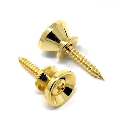 China Popular Gold Metal Strap Locks End Pins Flat Head Guitar Strap Buttons for Acoustic Classical Electric Guitar Bass Ukulele for sale