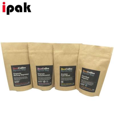 China Recyclable Custom Printing Biodegradable Compostable Pla Coffee Packaging Bags Stand Up Pouch Kraft Paper Bag With Zipper for sale