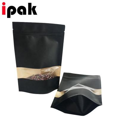 China Biodegradable Degradable Aluminum Foil Food Packaging Stand Up Pouch Black Kraft Paper Bags for sale