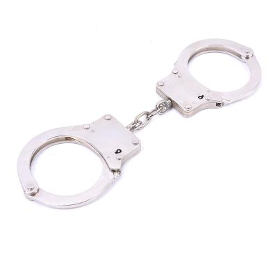 China Custom Carbon Steel Police Metal Army Metal Carbon Steel Double Lock Handcuffs for sale