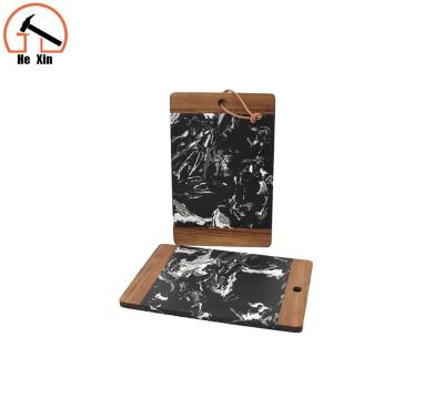 China Cutting Fruit Marble Stone And Wooden 2 In 1 Cutting Board Cheese Board Cutting Mat for sale