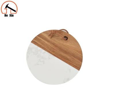 China Cutting Fruit Marble Stone And Wooden 2 In 1 Cutting Board Cheese Board Cutting Mat for sale