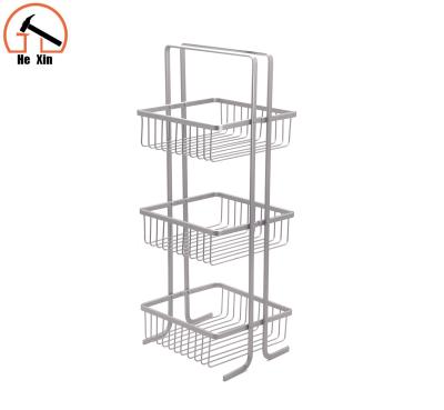 China High Quality 3 Tier Bathroom Kitchen Bathroom Aluminum Standing Room Basket for sale