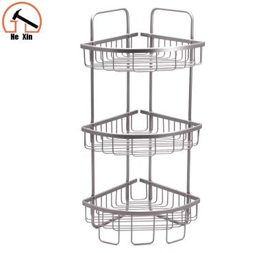 China Sustainable High Quality Aluminum Kitchen And Bathroom Corner Shelf Storage Basket for sale