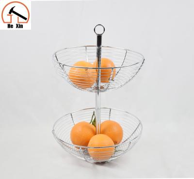 China High Quality Drink / Food Fashion 2 Tier Metal Round Fruit Basket for sale