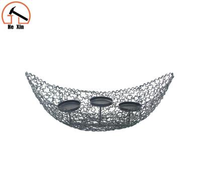 China Home Decoration Half Moon Handmade Metal Candle Holder for sale