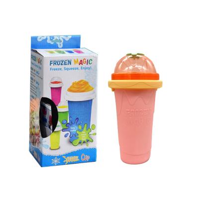 China Amazon Stocked The Same Ice Cream Freeze Squeeze Double Cup Soggy Maker DIY Silicone Soggy Reusable Quick Smoothie Cup With Straw for sale