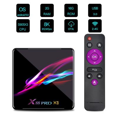 China Android PRO X3 Android 9.0 4GB RAM 128GB tvbox X88 ROM S905X3 TV box Quad-core set top box for in home theater and TV X88 PRO X3 for sale