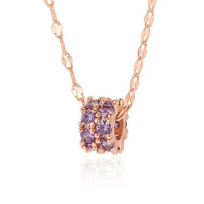 China Zircon Fashionable Graceful Purple Stone Small Engagement Wedding Jewelry Women Collares Para Mujer Waist Pendant Necklace for sale